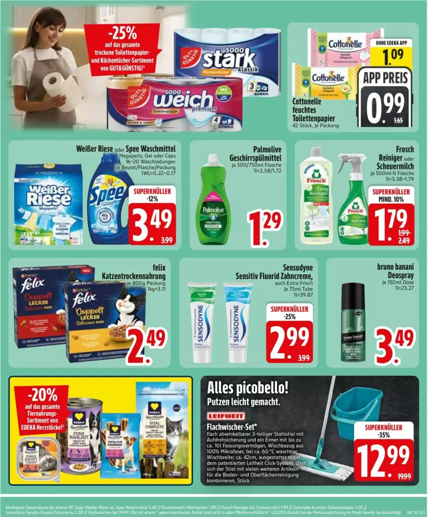 Aktueller Prospekt Edeka - Prospekte - von 24.08 bis 29.08.2026 - strona 23 - produkty: beutel, bruno banani, Cap, cottonelle, creme, deka, deo, deospray, eis, elle, flasche, Frosch, geschirr, geschirrspülmittel, Heu, küche, Küchen, küchentücher, mac, mikrofaser, milch, olive, palmolive, papier, reiniger, Reinigung, reis, scheuermilch, sensodyne, spülmittel, Ti, toilettenpapier, tücher, waschmittel, zahncreme