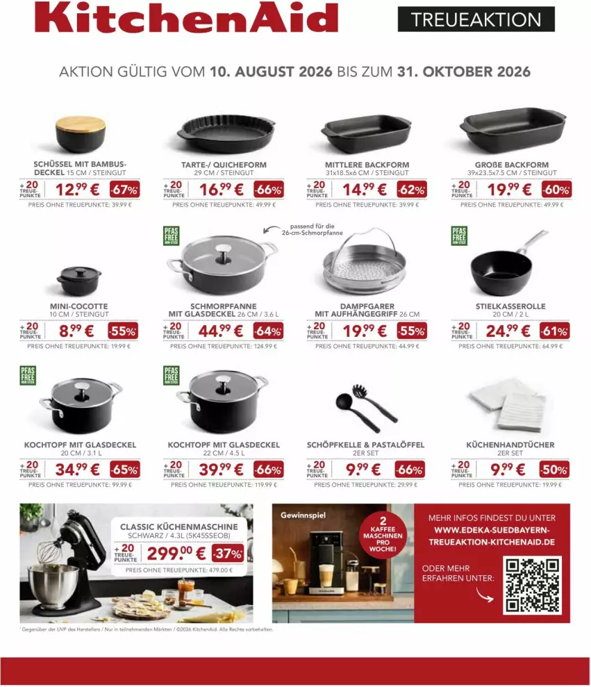 Aktueller Prospekt Edeka - Prospekte - von 24.08 bis 29.08.2026 - strona 25 - produkty: Backform, bambus, decke, Deckel, deka, eis, Glasdeckel, handtücher, kaffee, KitchenAid, Kochtopf, küche, Küchen, kuchen, Löffel, pasta, pfanne, Quiche, reis, rel, schmorpfanne, schüssel, stielkasserolle, Ti, topf, tücher