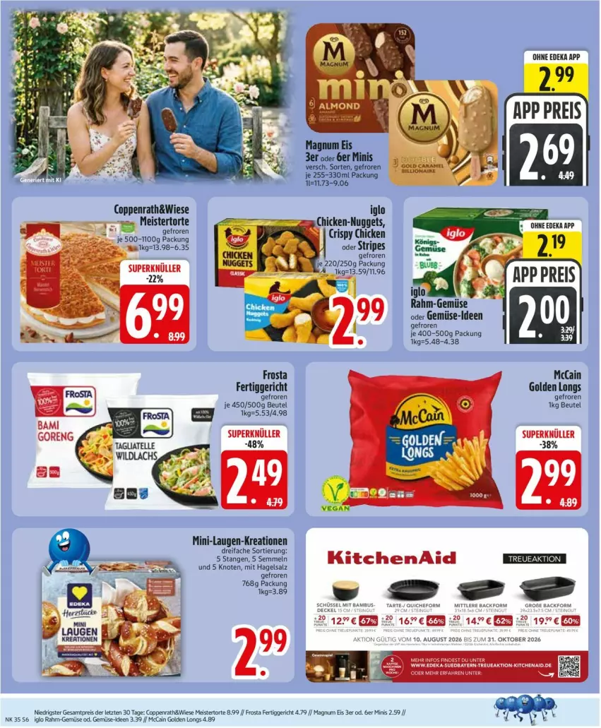 Aktueller Prospekt Edeka - Prospekte - von 24.08 bis 29.08.2026 - strona 8 - produkty: beutel, coppenrath, deka, eis, elle, fertiggericht, frosta, Golden Longs, iglo, KitchenAid, lachs, magnum, mccain, Meister, nuggets, rahm-gemüse, reis, salz, tagliatelle, Ti, torte, Wild, wildlachs, Yo