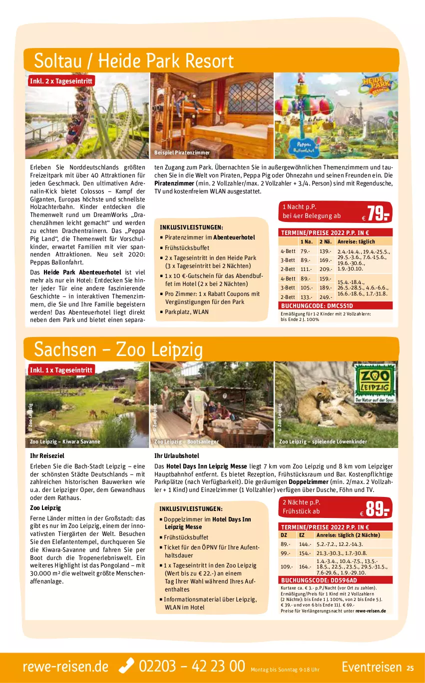 Aktueller Prospekt Rewe Reisen - Reiseprospekt - von 28.01 bis 25.02.2022 - strona 25 - produkty: auer, axe, ball, Bau, bett, buch, coupon, coupons, decke, Drachenzähmen leicht gemacht, dusche, eier, eis, Elefant, ente, erde, gutschein, Holz, inklusivleistungen, Kinder, kurtaxe, mac, Peppa Pig, reis, rezept, Ria, sac, Spiele, Ti, uhr