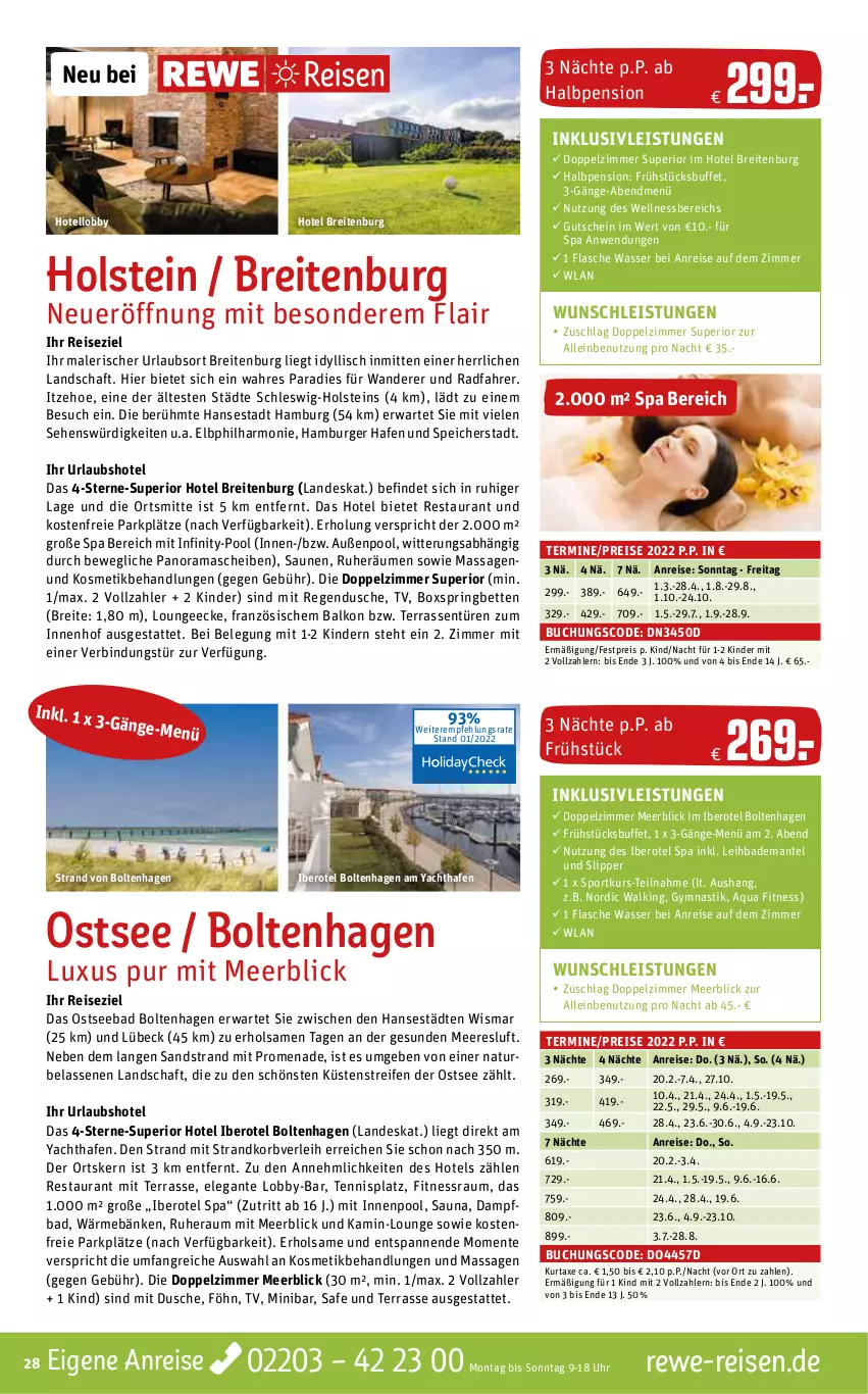 Aktueller Prospekt Rewe Reisen - Reiseprospekt - von 28.01 bis 25.02.2022 - strona 28 - produkty: aqua, asti, axe, Bad, Bademantel, bett, Betten, boxspringbett, Brei, buch, burger, dusche, eier, eis, ente, flasche, gutschein, hamburger, inklusivleistungen, innenpool, Kamin, Kinder, korb, kosmetik, kurtaxe, Mantel, natur, ndk, pool, rama, reifen, reis, ring, slip, Slipper, Sport, strandkorb, Ti, uhr, wasser, wellnessbereich