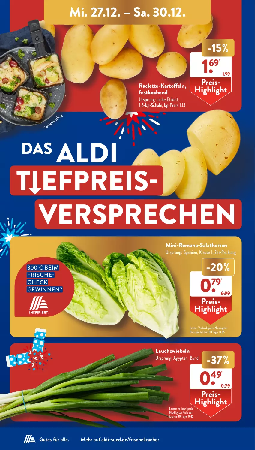 Aktueller Prospekt AldiSud - NÄCHSTE WOCHE - von 27.12 bis 30.12.2023 - strona 4 - produkty: aldi, eis, kartoffel, kartoffeln, kracher, Lauchzwiebel, lauchzwiebeln, reis, salat, salatherzen, Schal, Schale, Ti, ZTE, zwiebel, zwiebeln