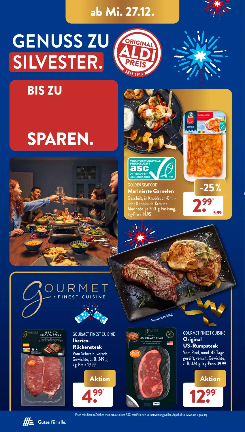 Aktueller Prospekt AldiSud - NÄCHSTE WOCHE - von 27.12 bis 30.12.2023 - strona 6 - produkty: aqua, chili, eis, fisch, garnelen, gin, knoblauch, kräuter, marinade, nuss, reis, rind, Rückensteak, rum, rumpsteak, schwein, steak, Ti, wein