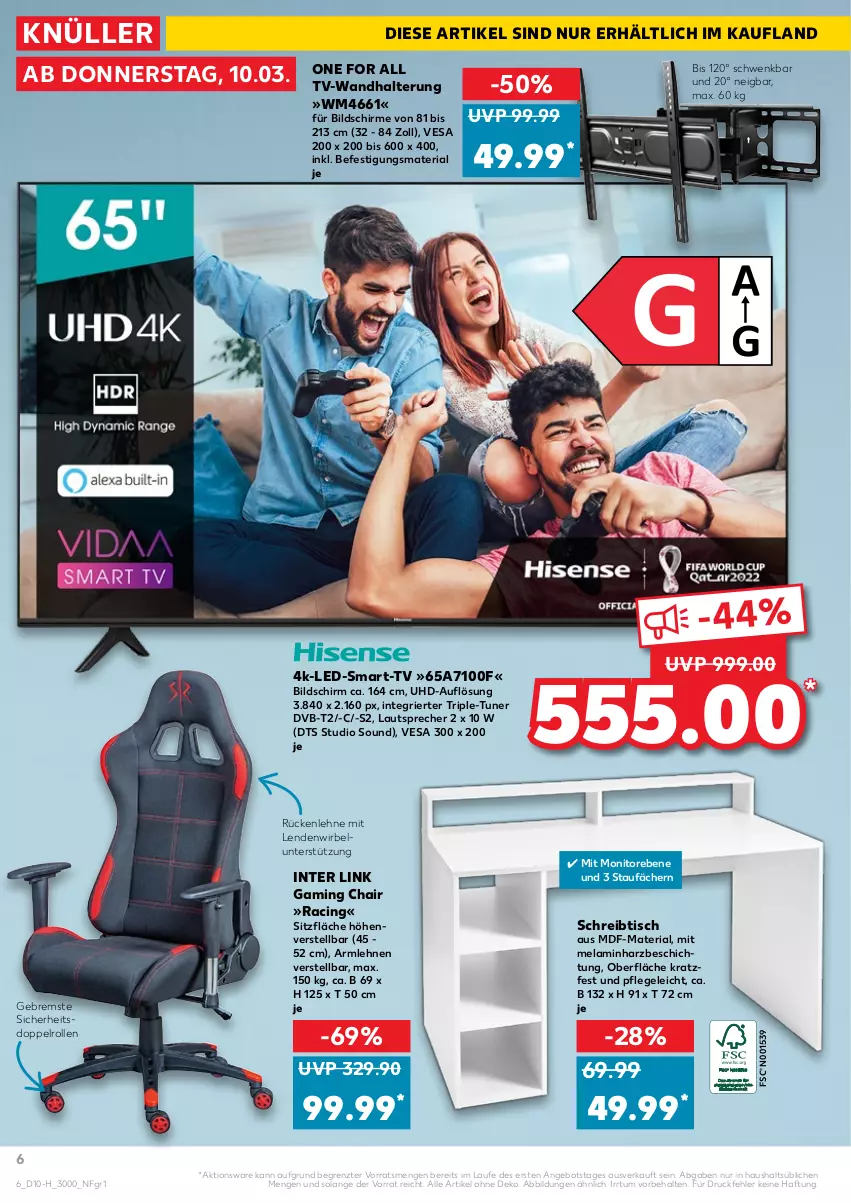 Aktueller Prospekt Kaufland - Spezielle Angebote - von 10.03 bis 16.03.2022 - strona 6 - produkty: angebot, armlehnen, cin, dvb, DVB-T, lautsprecher, monitor, Monitore, Ria, rückenlehne, schirme, schreibtisch, Ti, tisch, tuner, uhd, wandhalterung, ZTE