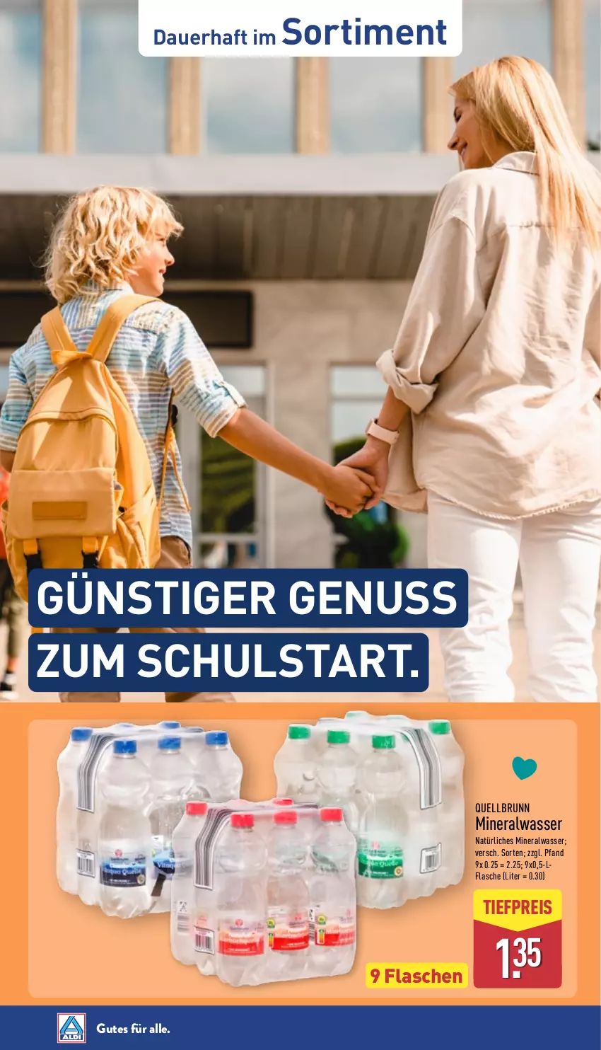 Aktueller Prospekt Aldi Nord - Von Montag - von 25.08 bis 30.08.2025 - strona 38 - produkty: Alwa, auer, eis, flasche, mineralwasser, natürliches mineralwasser, nuss, Quellbrunn, reis, Ti, tiefpreis, wasser