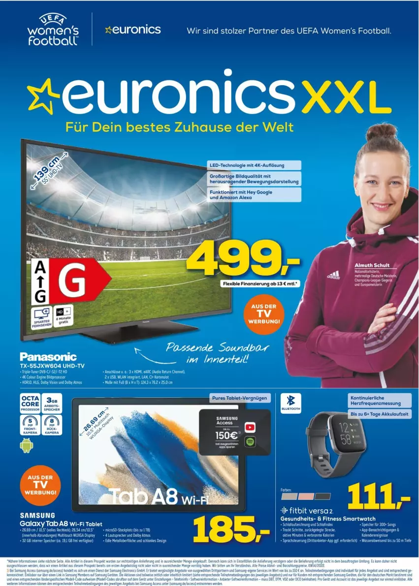 Aktueller Prospekt Euronics - Prospekte - von 06.04 bis 13.04.2022 - strona 1 - produkty: akku, alexa, amazon alexa, ball, ente, fitbit, Fitbit Versa, rel, Samsung, soundbar, Ti, uhd, UHD-TV, usb