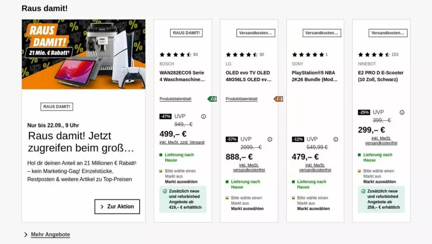 Aktueller Prospekt Saturn - Prospekte - von 15.09 bis 24.09.2025 - strona 1 - produkty: akku, angebot, angebote, bosch, eis, K2, lays, LG, lion, ndk, PlayStation, reifen, reis, scooter, sony, Ti, top-preis, uhd, uhr, versandkostenfrei, waschmaschine