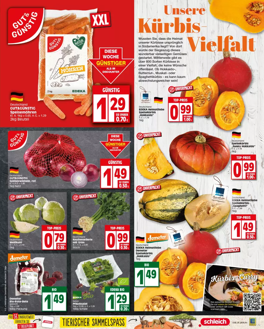 Aktueller Prospekt Edeka - Angebote der Woche - von 18.09 bis 23.09.2023 - strona 3 - produkty: bio, butter, deka, eis, Kürbis, reis, rezept, rezepte, rwe, salat, Schal, Schale, spaghetti, Speisezwiebeln, tee, Ti, ZTE, zwiebel, zwiebeln