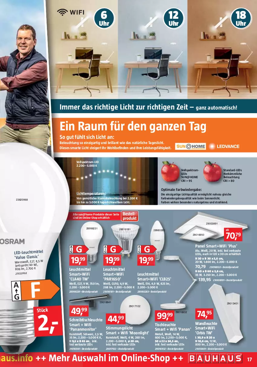 Aktueller Prospekt Bauhaus - Prospekte - von 29.01 bis 26.02.2022 - strona 17 - produkty: auto, Bau, beleuchtung, eis, Kamin, leds, Leuchte, leuchtmittel, monitor, natur, rum, schreibtisch, Spektrum, Ti, tisch, tischleuchte, uhr