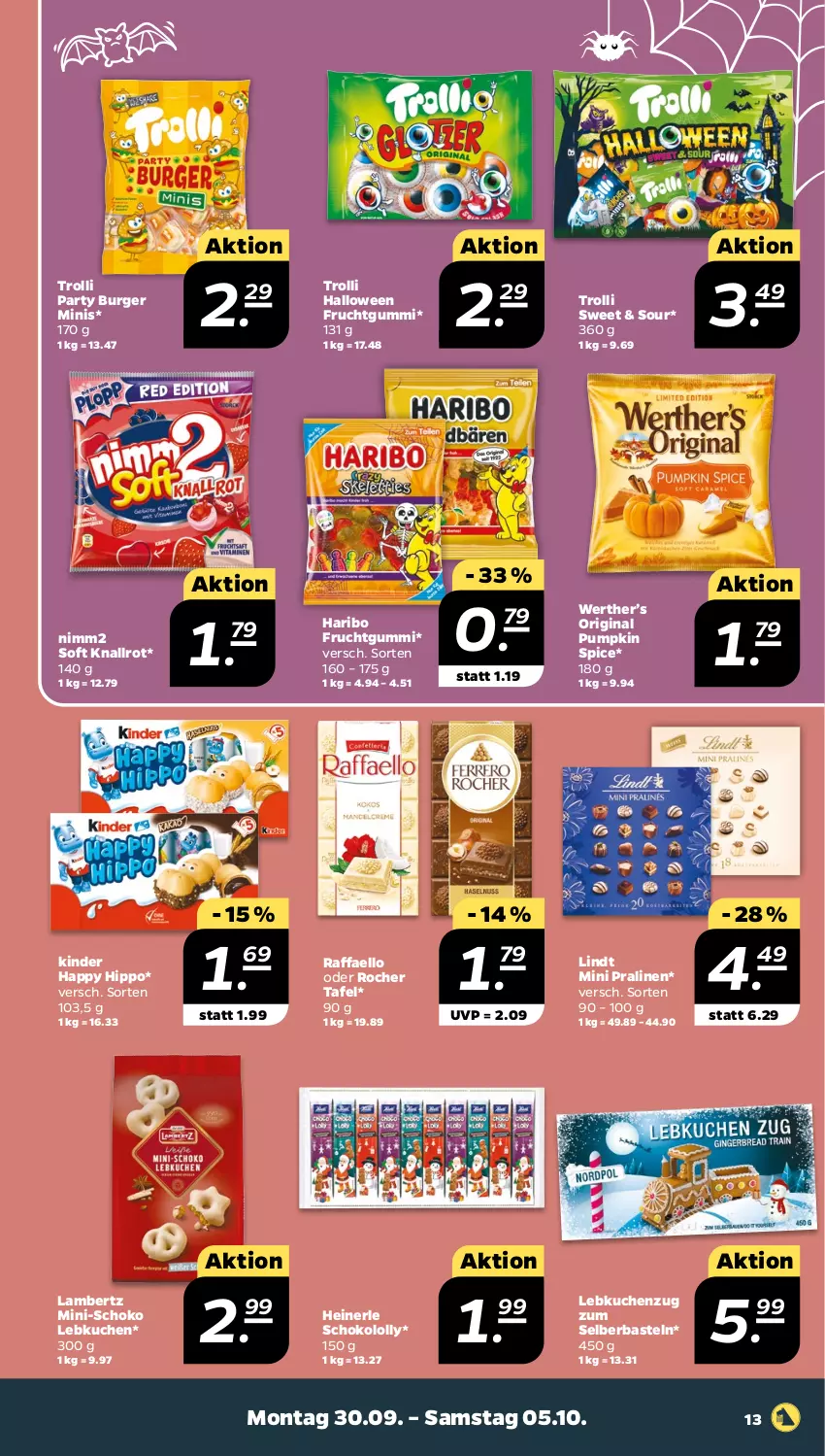 Aktueller Prospekt Netto - Woche 40 - von 30.09 bis 05.10.2024 - strona 13 - produkty: Amber, burger, frucht, fruchtgummi, gin, haribo, hipp, Kinder, kuchen, lambertz, Lebkuchen, lindt, nimm2, pralinen, raffaello, schoko, Ti, trolli