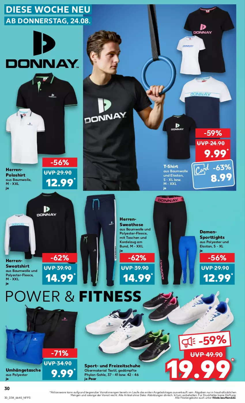 Aktueller Prospekt Kaufland - Prospekt - von 24.08 bis 30.08.2023 - strona 30 - produkty: angebot, angebote, Bau, baumwolle, Freizeitschuhe, hose, Hylo, poloshirt, Ria, schuhe, shirt, Sport, Sweathose, Sweatshirt, T-Shirt, Tasche, taschen, Ti, umhängetasche, wolle, ZTE