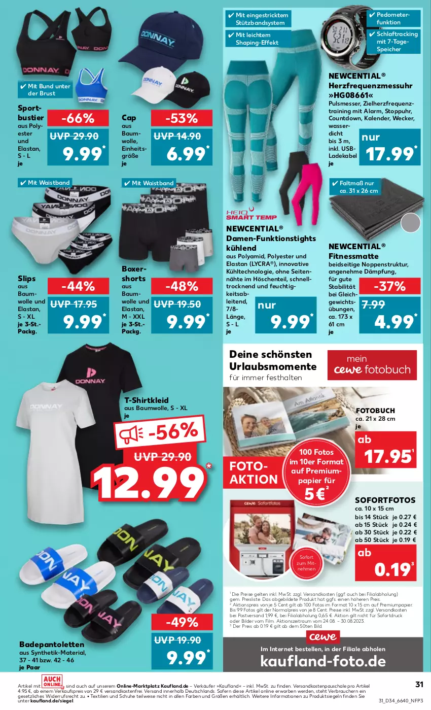 Aktueller Prospekt Kaufland - Prospekt - von 24.08 bis 30.08.2023 - strona 31 - produkty: aktionspreis, Bad, Bau, baumwolle, buch, Cap, deka, eis, elle, ente, erde, Fotobuch, kleid, ladekabel, messer, ndk, pantolette, pantoletten, papier, Rauch, reis, Ria, Schal, Schale, schuhe, shirt, shorts, slip, slips, Sport, Stier, T-Shirt, Ti, uhr, usb, versandkostenfrei, wasser, weck, wolle