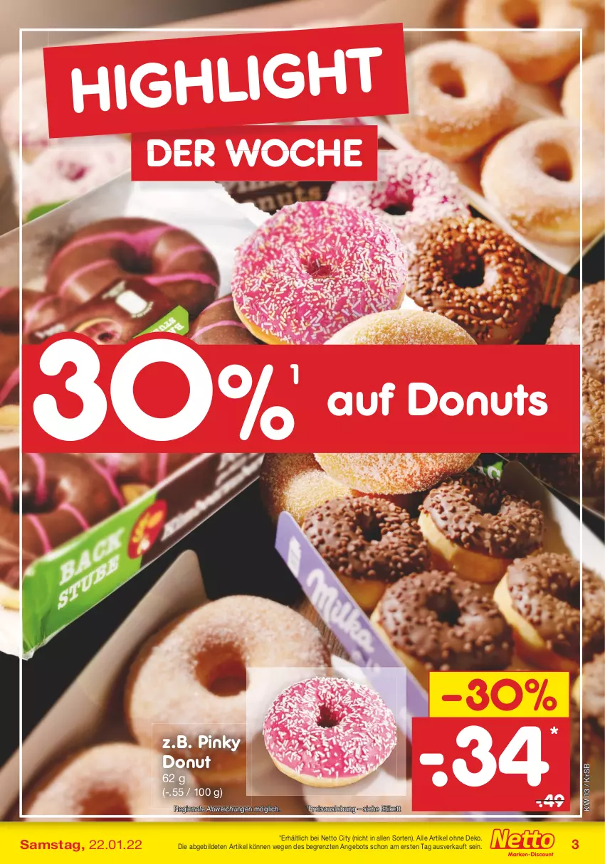 Aktueller Prospekt Netto Marken-Discount - Filial-Angebote - von 17.01 bis 22.01.2022 - strona 3 - produkty: angebot, Donut, donuts, eis, reis, Ti, ZTE