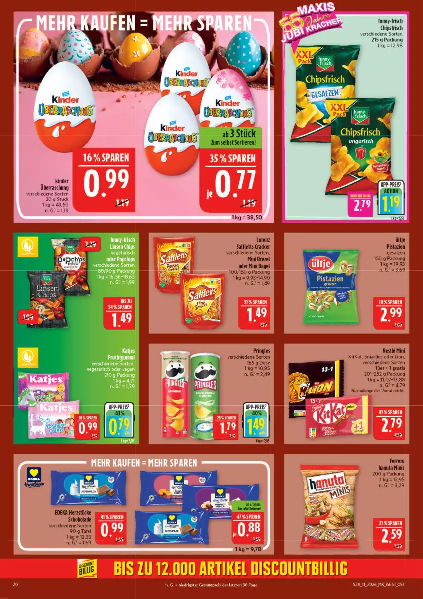 Aktueller Prospekt Marktkauf - Prospekt - von 08.03 bis 14.03.2026 - strona 20 - produkty: chips, eis, funny-frisch, HP, katjes, Kinder, reis, tee, Ti, Vegeta