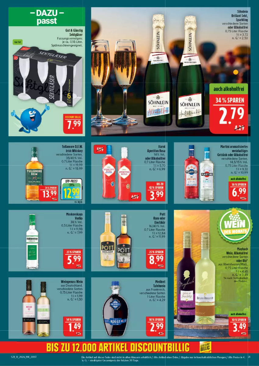 Aktueller Prospekt Marktkauf - Prospekt - von 08.03 bis 14.03.2026 - strona 21 - produkty: alkohol, eis, flasche, Gläser, reis, sekt, söhnlein, söhnlein brillant, spülmaschinen, Ti