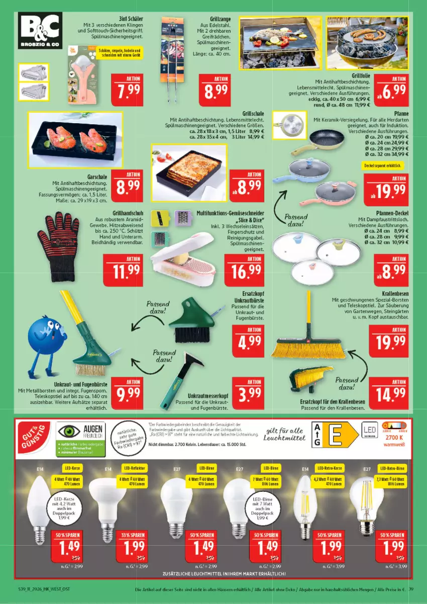 Aktueller Prospekt Marktkauf - Prospekt - von 08.03 bis 14.03.2026 - strona 39 - produkty: auer, aust, bürste, decke, Deckel, edelstahl, eis, erde, Fugenbürste, gabel, Garten, grill, grillzange, herdarten, kerze, Kraut, lebensmittel, LED-Kerze, leuchtmittel, messer, pfanne, pfannen, Pfau, Reinigung, reis, rwe, Schal, Schale, Spezi, spülmaschinen, Teleskop, teleskopstiel, Ti