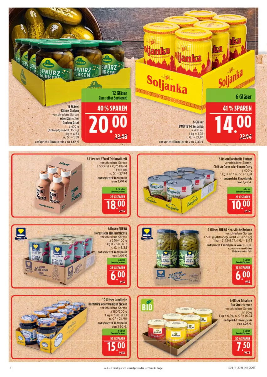 Aktueller Prospekt Marktkauf - Prospekt - von 08.03 bis 14.03.2026 - strona 4 - produkty: bio, bohne, bohnen, bonduelle, chili, creme, curry, deka, eintopf, eis, elle, flasche, früchte, Gläser, gurke, gurken, hülsenfrüchte, konfitüre, Kühne, landliebe, linsen, natur, natura, reis, salat, senf, topf, ZTE, zucker