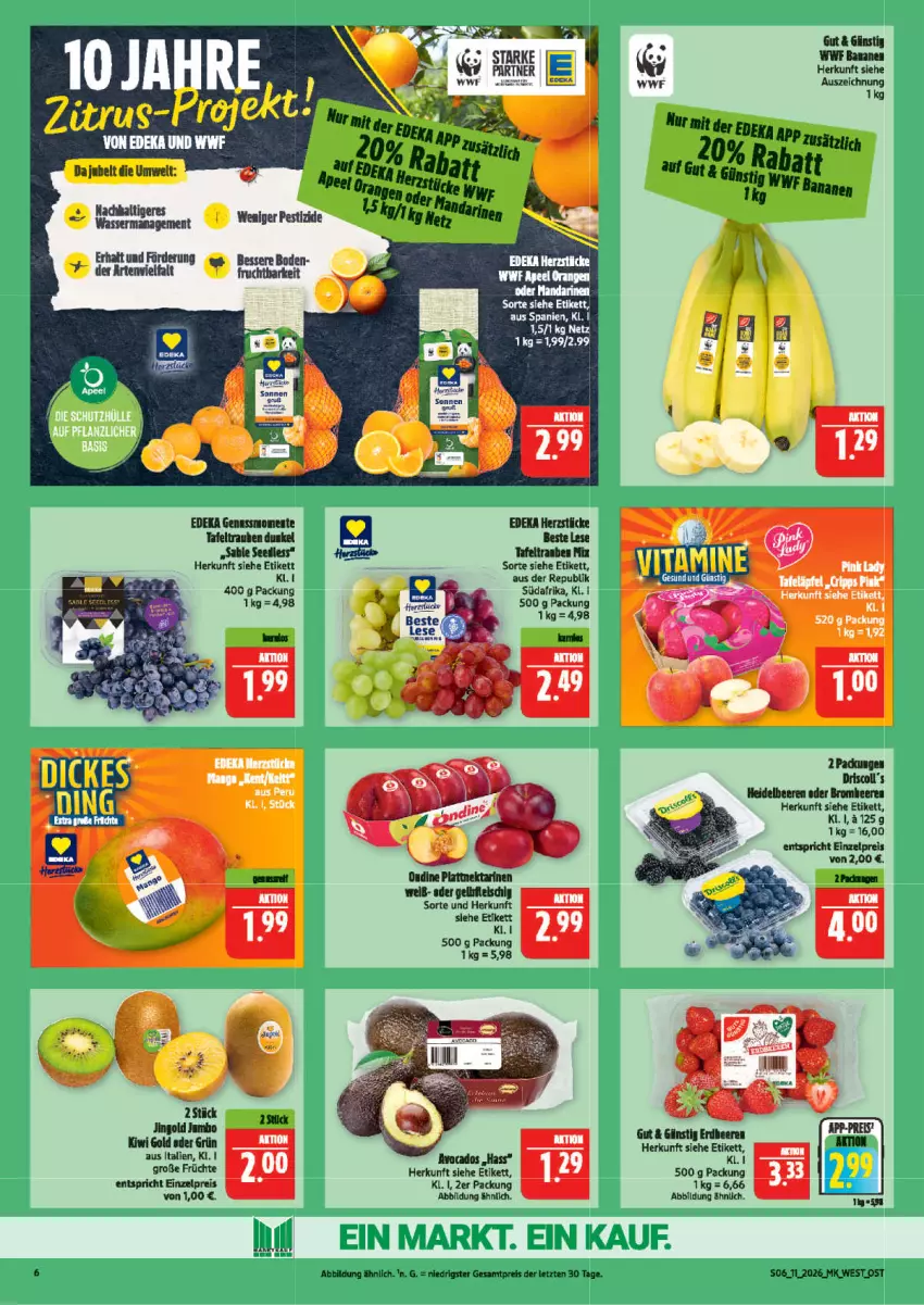 Aktueller Prospekt Marktkauf - Prospekt - von 08.03 bis 14.03.2026 - strona 6 - produkty: banane, bananen, beere, beeren, deka, eis, ente, erdbeere, erdbeeren, fleisch, früchte, heidelbeere, heidelbeeren, jumbo, kiwi, Kiwi Gold, Nektar, nektarinen, reis, tafeltrauben, Ti, trauben, wasser, ZTE