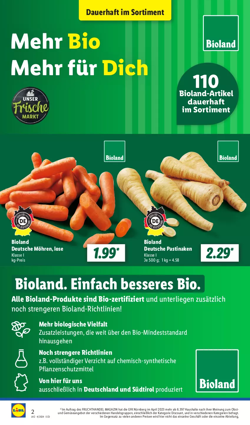 Aktueller Prospekt Lidl - Aktionsprospekt - von 22.01 bis 27.01.2024 - strona 2 - produkty: Abtei, angebot, asti, auer, bio, bioland, discount, eis, frucht, Liege, magazin, möhren, obst, pflanze, pflanzen, pril, reis, Ti, tisch, und gemüse