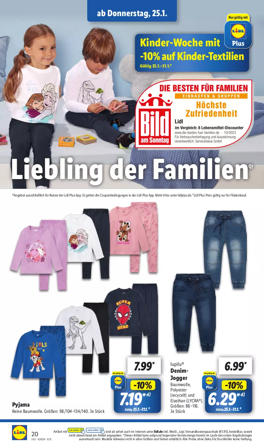 Aktueller Prospekt Lidl - Aktionsprospekt - von 22.01 bis 27.01.2024 - strona 26 - produkty: angebot, Bau, baumwolle, coupon, dell, eis, elle, Kinder, lupilu, Mode, ndk, Pyjama, reine baumwolle, reis, Schal, Schale, Ti, wolle, ZTE