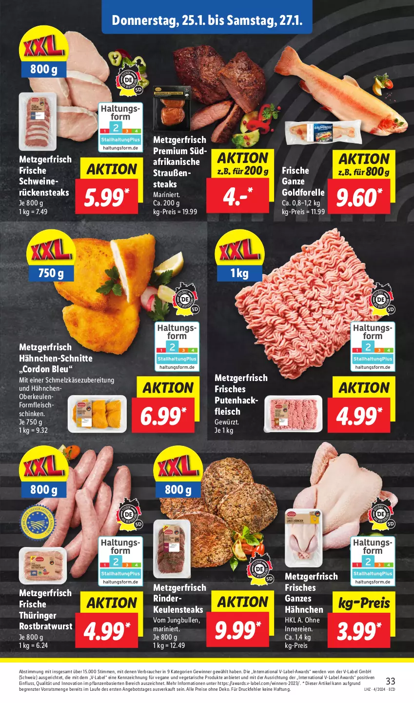 Aktueller Prospekt Lidl - Aktionsprospekt - von 22.01 bis 27.01.2024 - strona 47 - produkty: angebot, bratwurst, cordon bleu, eis, elle, erde, fleisch, forelle, gewürz, jungbullen, Käse, pflanze, pflanzen, pute, Rauch, reis, rel, rind, rinder, ring, rostbratwurst, Rückensteak, rückensteaks, schinken, Schmelzkäse, schmelzkäsezubereitung, schwein, schweine, steak, steaks, thüringer rostbratwurst, Ti, Vegeta, wein, weine, wurst, ZTE