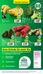 Gazetka promocyjna Lidl - Aktionsprospekt - Gazetka - ważna od 27.01 do 27.01.2024 - strona 3 - produkty: angebot, auer, avocado, banane, bananen, bio, Bio-Obst, broccoli, discount, eis, ingwer, obst, paprika, pflanze, pflanzen, reis, Spitzpaprika, Ti, ZTE