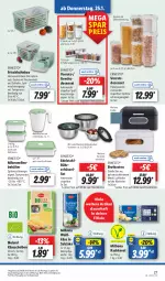 Gazetka promocyjna Lidl - Aktionsprospekt - Gazetka - ważna od 27.01 do 27.01.2024 - strona 33 - produkty: angebot, auer, Becher, Behälter, bio, bioland, Bona, brot, Brotkasten, coupon, decke, Deckel, edelstahl, eis, elle, ernesto, Käse, käsescheiben, Kashkaval, Messbecher, mikrowelle, Milbona, reis, Ria, salz, spülmaschinen, Ti, ZTE