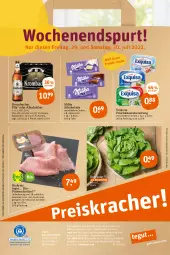 Gazetka promocyjna Tegut - Angebote der Woche - Gazetka - ważna od 30.07 do 30.07.2022 - strona 24 - produkty: alkohol, alpenmilch, angebot, angebote, auer, bio, braten, dekoration, drucker, eis, Engel, exquisa, exquisa frischkäse, frischkäse, frischkäsezubereitung, Fulda, getränk, getränke, Käse, kerze, kopfsalat, krombache, krombacher, krombacher pils, lebensmittel, milch, milka, milka schokolade, pils, pute, putenschnitzel, reis, rezept, rezepte, salat, schnitzel, schoko, schokolade, Ti, uhr