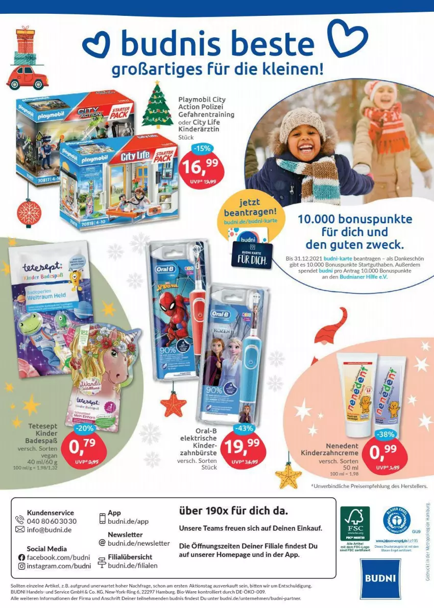 Aktueller Prospekt Budni - Prospekte - von 13.12 bis 18.12.2021 - strona 12 - produkty: auer, Bad, bio, bürste, creme, eis, elle, Engel, erde, Kinder, leine, Omep, playmobil, reis, ring, teller, Ti, trolli, weck, Yo, zahnbürste, zahncreme