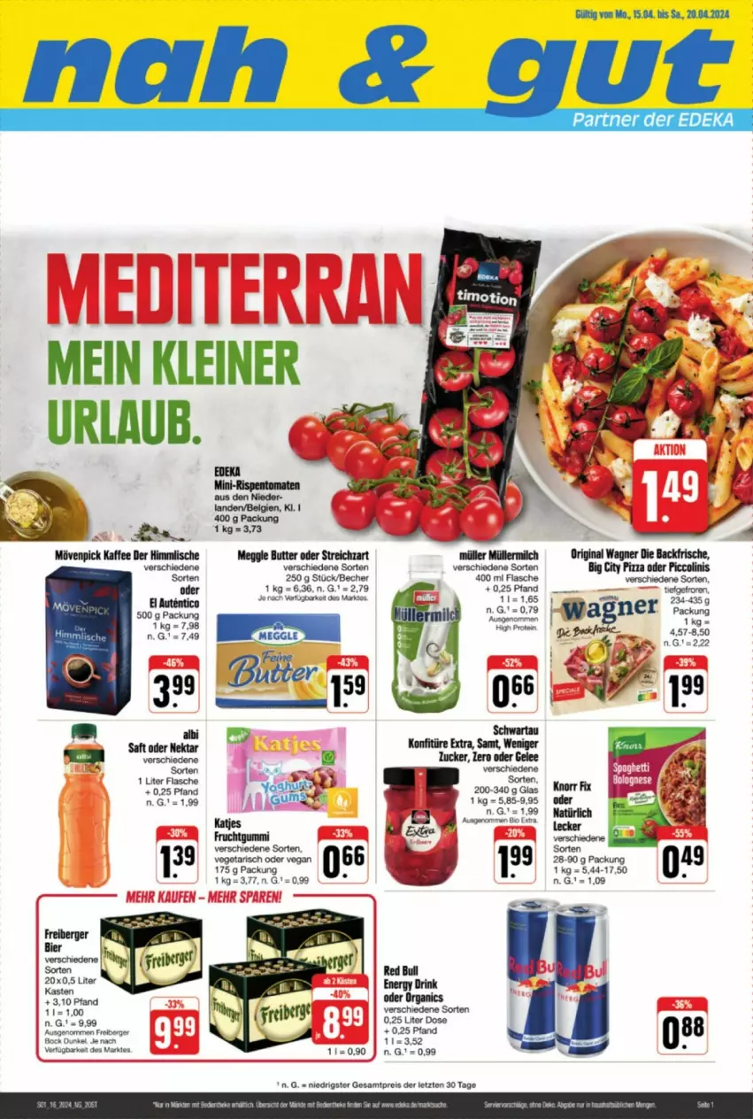 Aktueller Prospekt Edeka - Prospekte - von 13.04 bis 20.04.2024 - strona 1 - produkty: acer, Becher, butter, chia, deka, eis, flasche, gelee, konfitüre, konfitüre extra, leine, LG, meggle, reis, Streichzart, Ti, ZTE, zucker