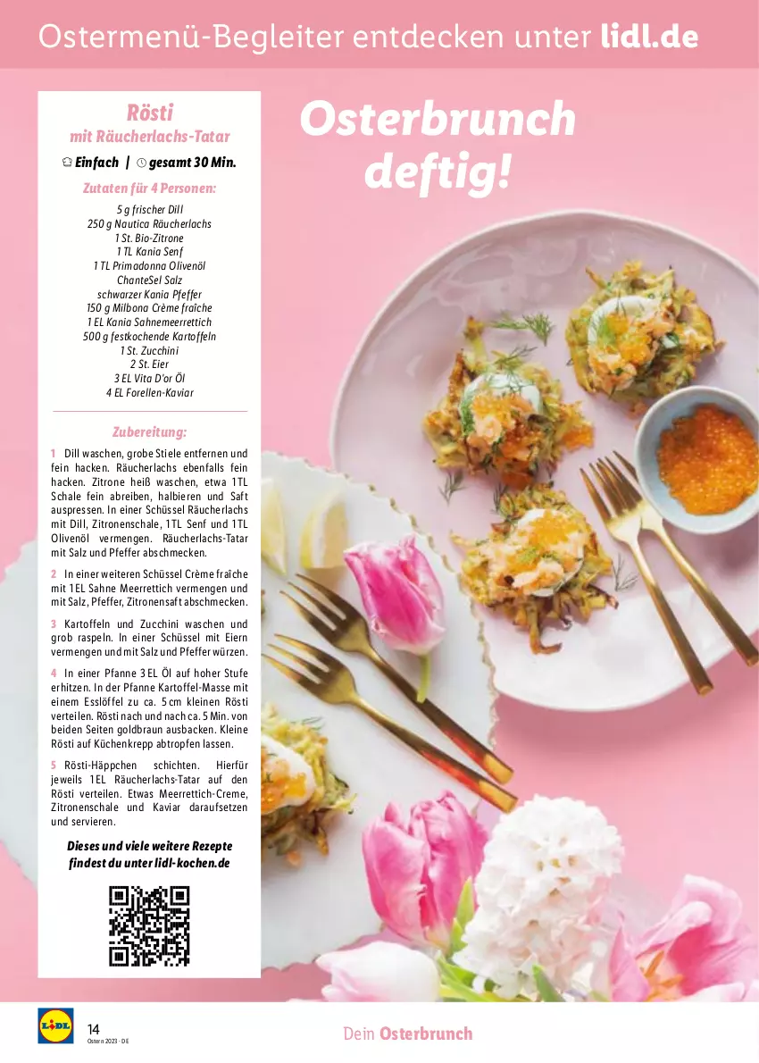 Aktueller Prospekt Lidl - Entkorkt Magazin - von 01.03 bis 16.04.2023 - strona 14 - produkty: bier, Biere, bio, Bona, braun, Brei, creme, crème fraîche, decke, eier, elle, forelle, kartoffel, kartoffeln, küche, Küchen, lachs, leine, Löffel, meerrettich, Milbona, olive, oliven, olivenöl, pfanne, pfeffer, Räucherlachs, rel, Rettich, rezept, rezepte, saft, sahne, salz, Schal, Schale, schüssel, senf, Ti, usb, vita, zitrone, zitronen, zitronensaft, zucchini