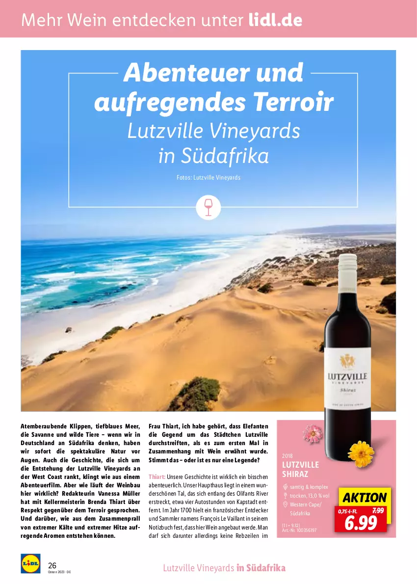 Aktueller Prospekt Lidl - Entkorkt Magazin - von 01.03 bis 16.04.2023 - strona 26 - produkty: auto, Bau, buch, Cap, decke, eis, Elefant, elle, ente, erde, Meister, Müller, natur, Ti, Tiere, wein, Weste, Wild