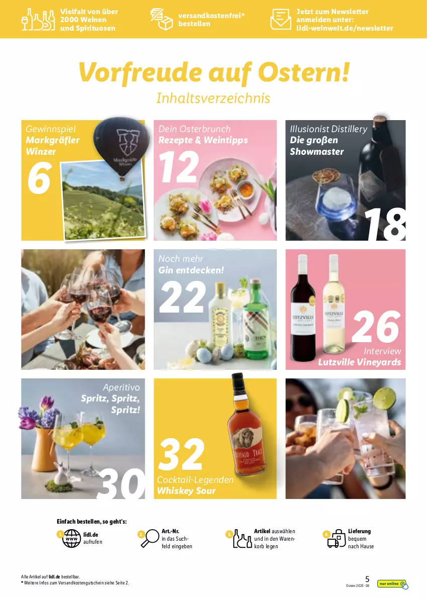 Aktueller Prospekt Lidl - Entkorkt Magazin - von 01.03 bis 16.04.2023 - strona 5 - produkty: cocktail, decke, elle, gewinnspiel, gin, gutschein, korb, ndk, rezept, rezepte, spirituosen, Ti, versandkostenfrei, wein, weine, whiskey