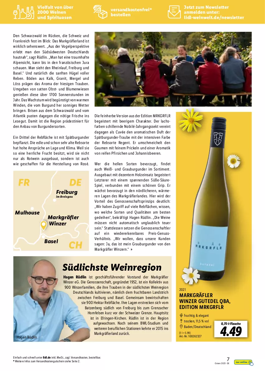 Aktueller Prospekt Lidl - Entkorkt Magazin - von 01.03 bis 16.04.2023 - strona 7 - produkty: auto, Bad, Bau, beere, beeren, blume, blumen, Brei, burgunder, cuvée, eis, elle, ente, flasche, frucht, grauburgunder, gutschein, Holz, jahrgangssekt, johannisbeere, Johannisbeeren, Jura, lachs, ndk, nuss, obst, pfirsich, pfirsiche, reifen, reis, ring, rotwein, sekt, spätburgunder, spirituosen, südwest, Ti, tisch, trauben, versandkostenfrei, wein, weine, Weste, wolle, ZTE