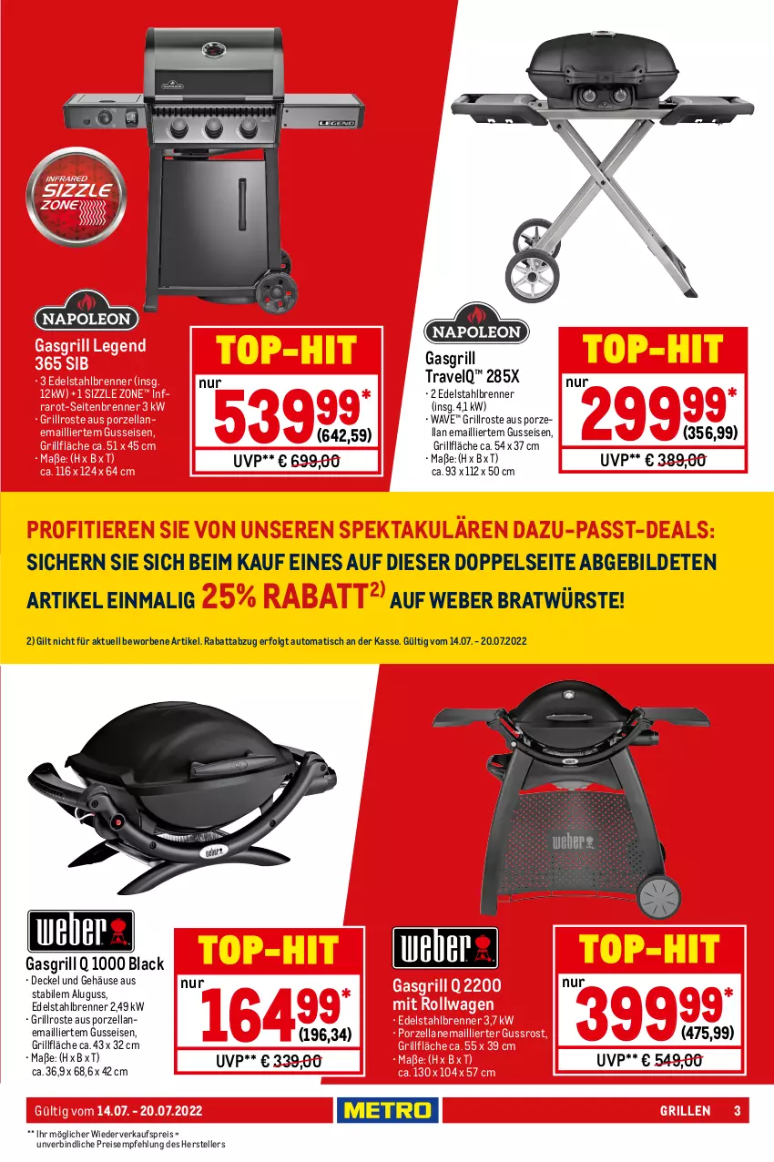 Aktueller Prospekt Metro - NonFood - von 14.07 bis 20.07.2022 - strona 3 - produkty: auto, beispielabbildung, decke, Deckel, edelstahl, eis, elle, feuerschale, gasgrill, grill, grillfläche, grillrost, Holz, holzkohle, holzkohlegrill, Kocher, Kohlegrill, lack, lamm, LG, reis, Schal, Schale, teller, Ti, Tiere, tisch, top-hit, weber