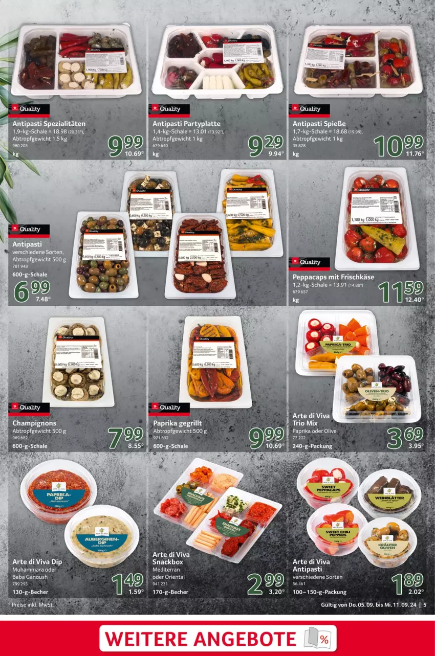 Aktueller Prospekt Selgros - Food - von 05.09 bis 11.09.2024 - strona 5 - produkty: angebot, angebote, antipasti, asti, Becher, Cap, champignon, champignons, eis, frischkäse, grill, Käse, latte, olive, paprika, reis, Schal, Schale, snack, Spezi, Ti, Yo