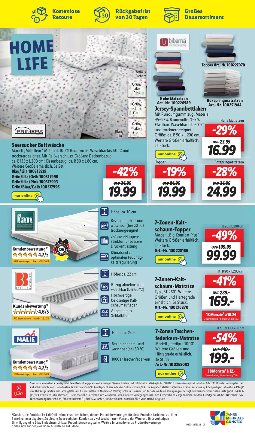 Aktueller Prospekt Lidl - Aktionsprospekt - von 05.06 bis 10.06.2023 - strona 17 - produkty: auer, bett, bettwäsche, decke, dell, eis, elle, erde, Ergee, federkern, kaltschaum-matratze, korb, mab, matratze, matratzen, ndk, reis, Ria, ring, schauma, seersucker, seersucker bettwäsche, spannbettlaken, Tasche, taschen, taschenfederkern-matratze, Ti, topper, Trockner, weck, wolle