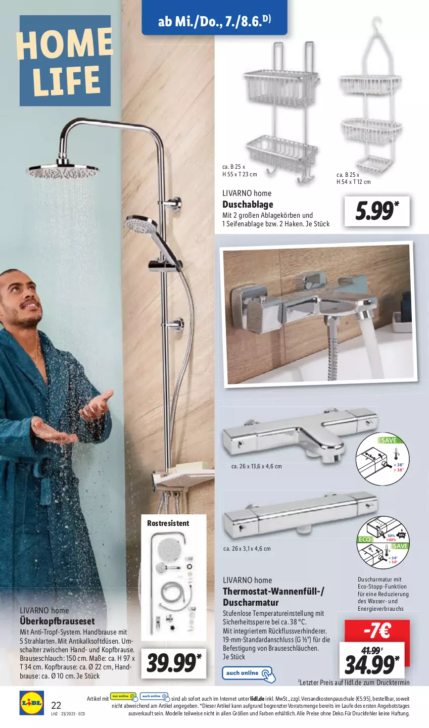 Aktueller Prospekt Lidl - Aktionsprospekt - von 05.06 bis 10.06.2023 - strona 24 - produkty: angebot, armatur, brause, dell, eis, elle, handbrause, ndk, Rauch, reis, Schal, Schale, schlauch, schläuche, Seife, thermostat, Ti, Wanne, wasser