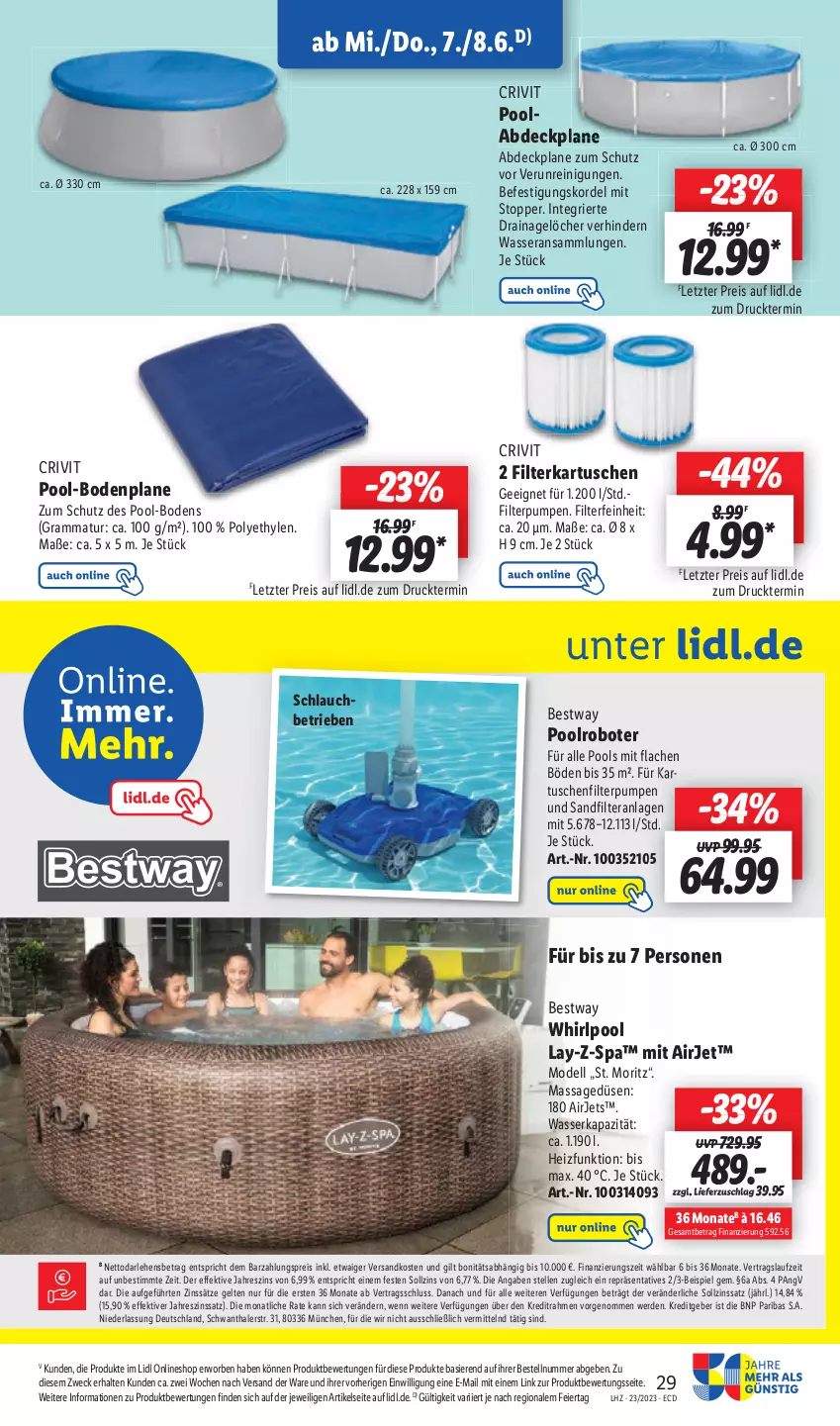 Aktueller Prospekt Lidl - Aktionsprospekt - von 05.06 bis 10.06.2023 - strona 31 - produkty: abdeckplane, dell, eier, eis, elle, erde, filterkartuschen, ndk, pool, Reinigung, reis, sandfilteranlage, schlauch, Ti, wasser, weck, Whirlpool