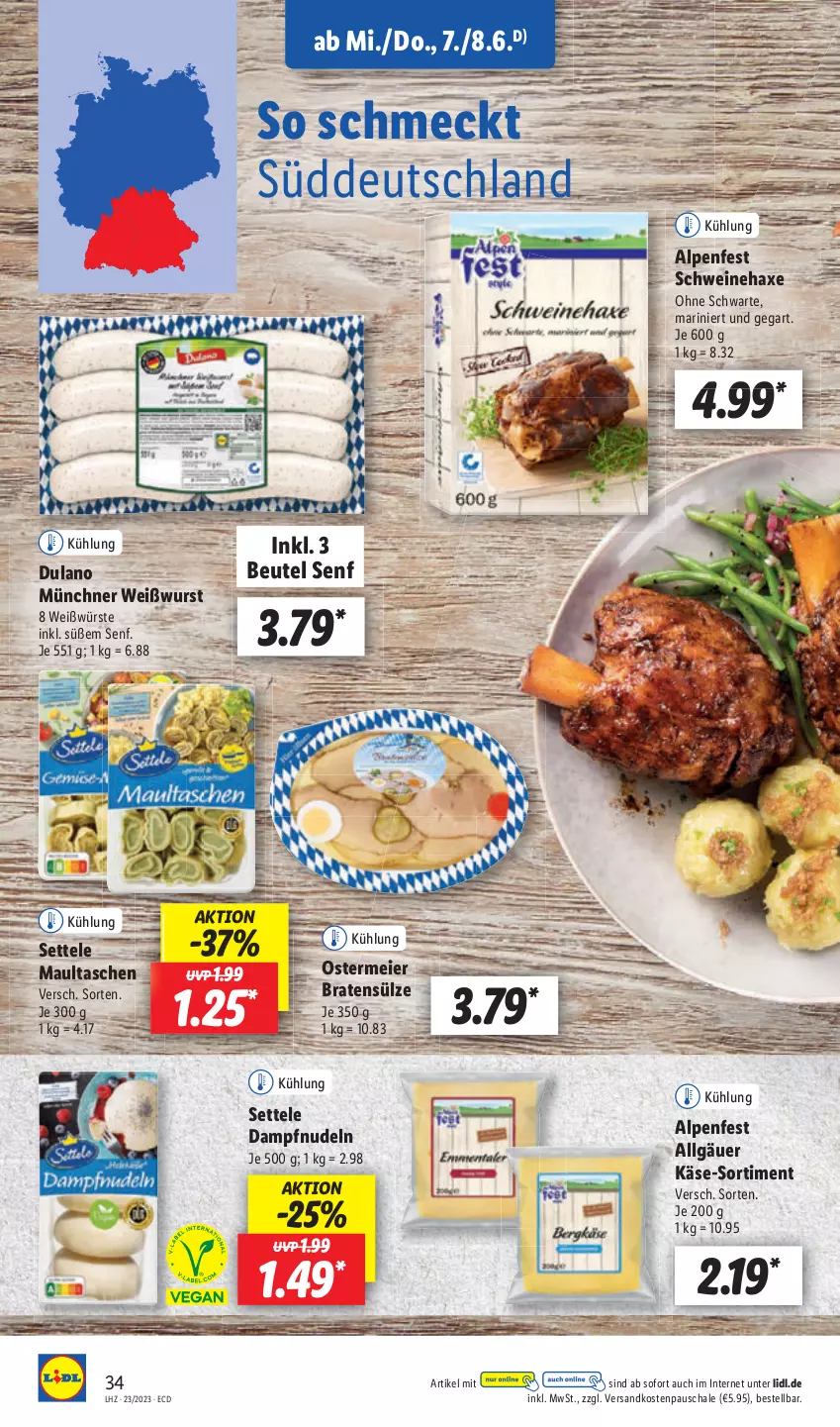 Aktueller Prospekt Lidl - Aktionsprospekt - von 05.06 bis 10.06.2023 - strona 40 - produkty: beutel, braten, dulano, eier, LG, maultaschen, ndk, nudel, nudeln, Schal, Schale, schwein, schweine, senf, settele, Tasche, taschen, Ti, wein, weine, wurst