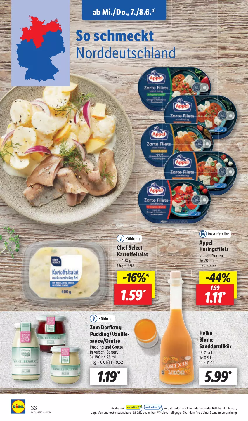 Aktueller Prospekt Lidl - Aktionsprospekt - von 05.06 bis 10.06.2023 - strona 42 - produkty: blume, eis, elle, filet, filets, kartoffel, kartoffelsalat, ndk, preisvorteil, pudding, reis, ring, salat, sanddorn, sauce, Schal, Schale, teller, Ti