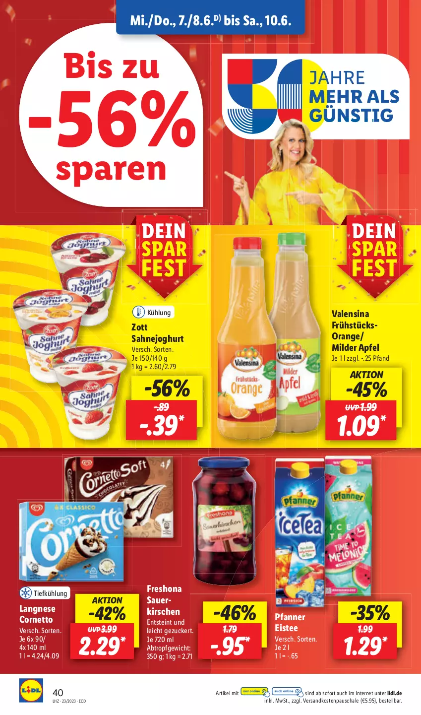 Aktueller Prospekt Lidl - Aktionsprospekt - von 05.06 bis 10.06.2023 - strona 46 - produkty: auer, eis, eistee, joghur, joghurt, kirsch, kirsche, kirschen, ndk, sahne, Sahnejoghurt, Schal, Schale, tee, Ti