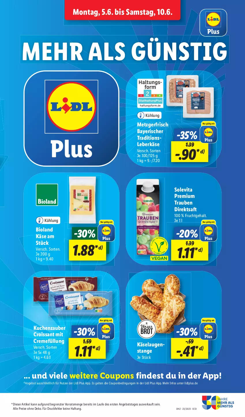 Aktueller Prospekt Lidl - Aktionsprospekt - von 05.06 bis 10.06.2023 - strona 51 - produkty: angebot, bio, bioland, brot, coupon, coupons, direktsaft, eis, frucht, kuchen, reis, saft, Ti, trauben