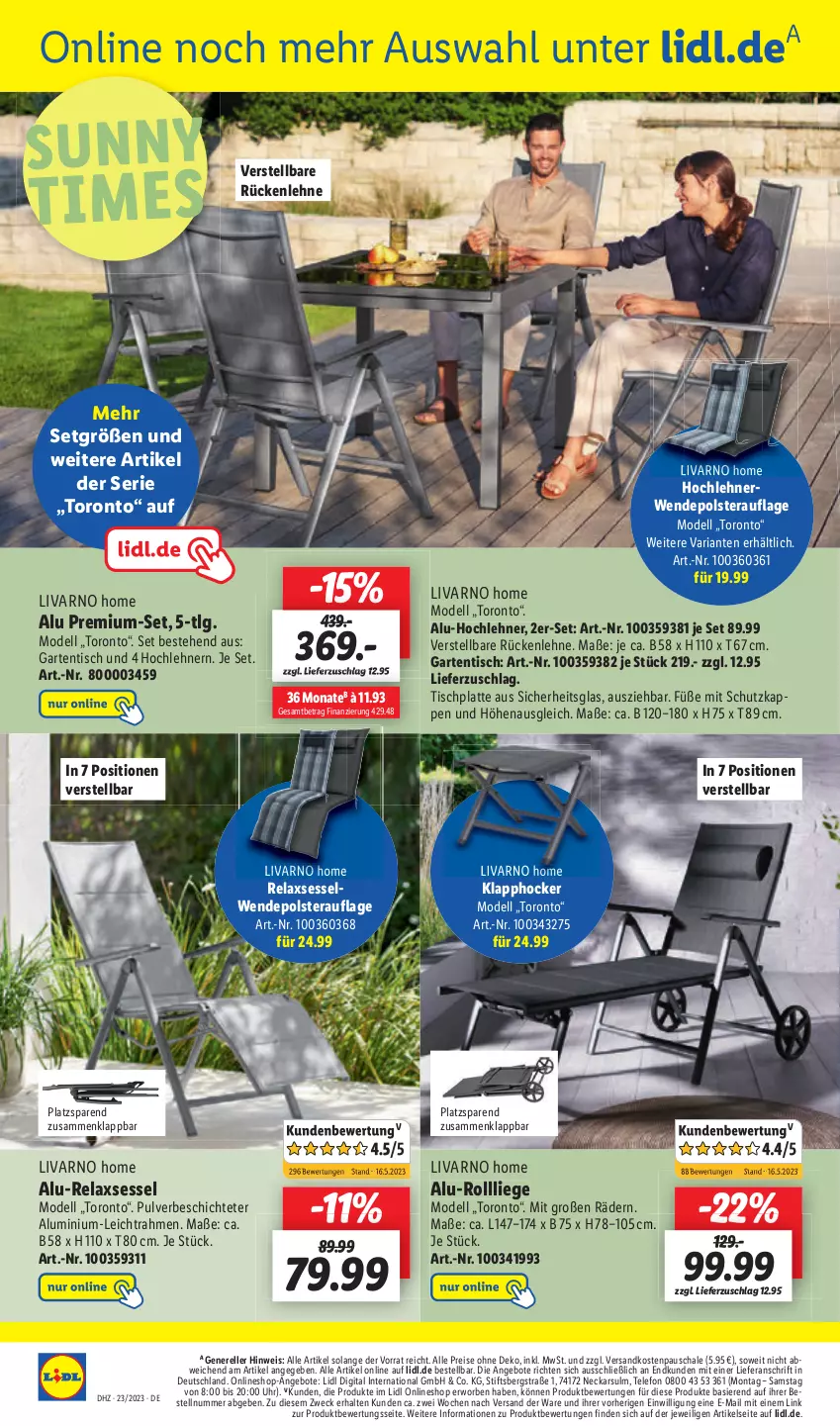 Aktueller Prospekt Lidl - Aktionsprospekt - von 05.06 bis 10.06.2023 - strona 56 - produkty: angebot, angebote, dell, eis, Garten, gartentisch, hocker, latte, LG, Liege, ndk, reis, rel, Ria, rückenlehne, rwe, Schal, Schale, sessel, Ti, tisch, weck