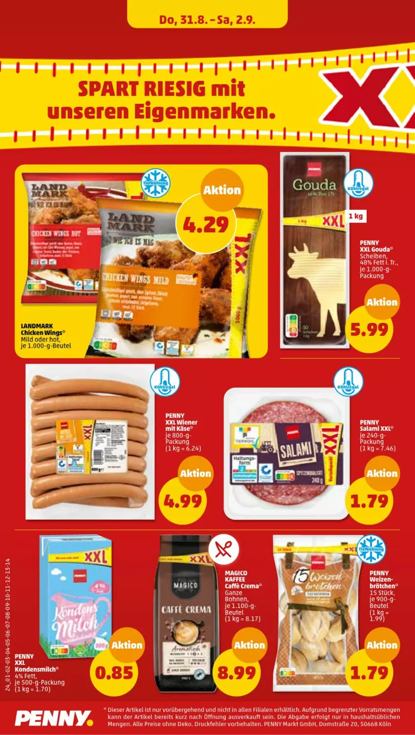 Aktueller Prospekt Penny - Prospekte - von 28.08 bis 02.09.2023 - strona 24 - produkty: beutel, chicken wings, eis, gouda, LG, reis, salami, Ti, ZTE