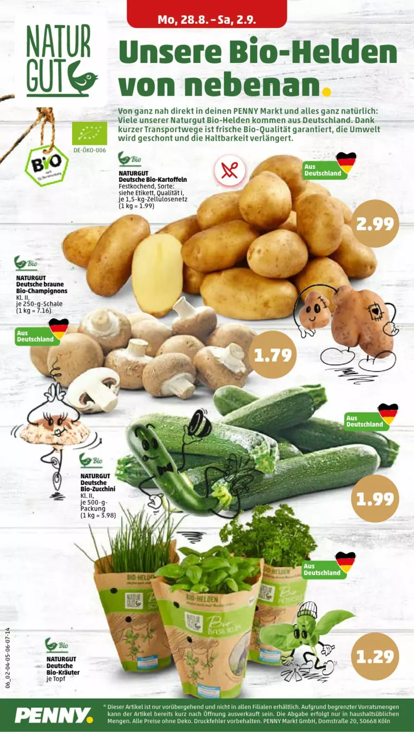 Aktueller Prospekt Penny - Prospekte - von 28.08 bis 02.09.2023 - strona 6 - produkty: bio, braun, champignon, champignons, eis, kartoffel, kartoffeln, kräuter, LG, natur, reis, Schal, Schale, Sport, Ti, topf, ZTE