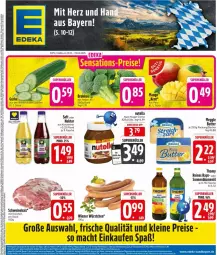 Gazetka promocyjna Edeka - Prospekte - Gazetka - ważna od 05.04 do 05.04.2025 - strona 3 - produkty: blume, blumen, blumenöl, brokkoli, creme, eis, flasche, gurke, leine, mac, meggle, Nektar, nuss, nuss-nugat-creme, nutella, reis, saft, sonnenblume, sonnenblumen, sonnenblumenöl, thomy, Ti, wiener, wiener würstchen, würstchen