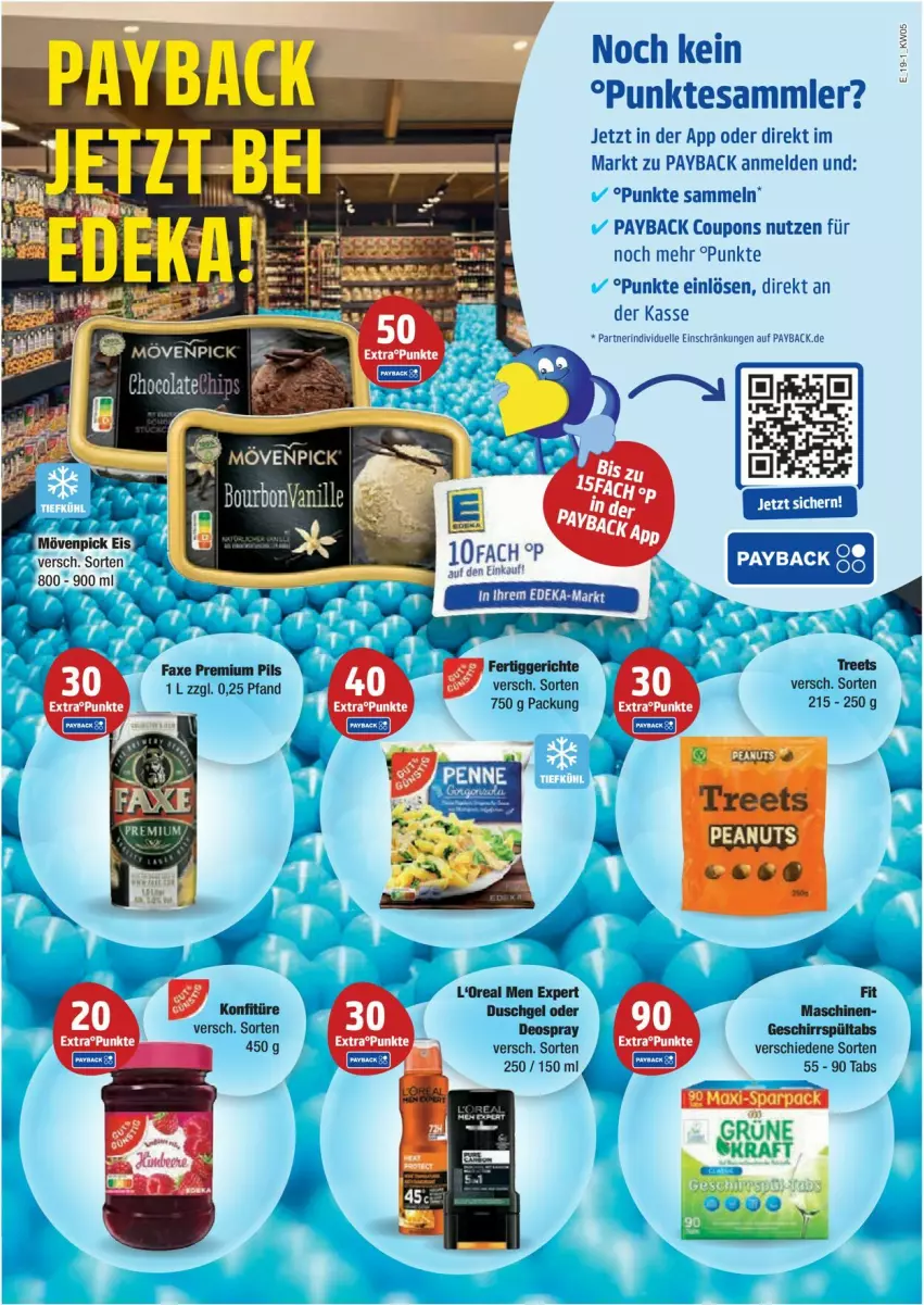 Aktueller Prospekt Edeka - Prospekte - von 27.01 bis 01.02.2025 - strona 19 - produkty: axe, cola, coupon, coupons, deka, deo, deospray, duschgel, elle, fertiggericht, fertiggerichte, geschirr, mövenpick, payback, pils, premium pils, rind, tesa, Ti