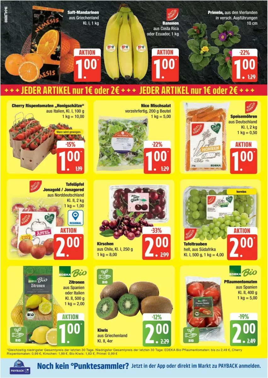 Aktueller Prospekt Edeka - Prospekte - von 27.01 bis 01.02.2025 - strona 4 - produkty: banane, bananen, mandarine, mandarinen, payback, Primeln, saft