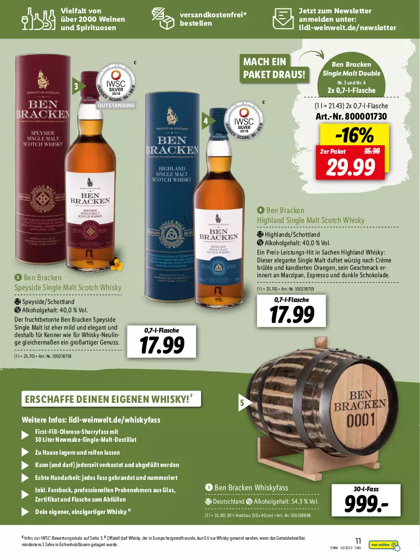 Aktueller Prospekt Lidl - Beste Weine für jeden Anlass - von 25.02 bis 31.03.2022 - strona 11 - produkty: alkohol, Crème Brûlée, eis, elle, erde, espresso, flasche, frucht, Holz, LG, mac, marzipan, ndk, nuss, orange, orangen, reifen, reis, sac, schoko, schokolade, schott, scotch, scotch whisky, single malt, spirituosen, Ti, versandkostenfrei, wein, weine, whisky